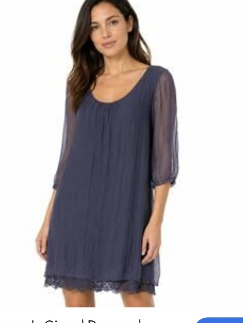 Prontomoda Giusy 100% Silk Navy  Dress  Made In Italy Sz.S NWT